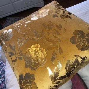 Gold velvet decor pillow with gold leaf detail